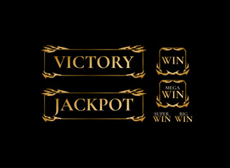 set of victory, jackpot, big win, super win banner template with ancient golden medieval theme