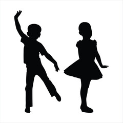 Elegant Couple Dancing Silhouette - Latin Ballroom Dance Vector