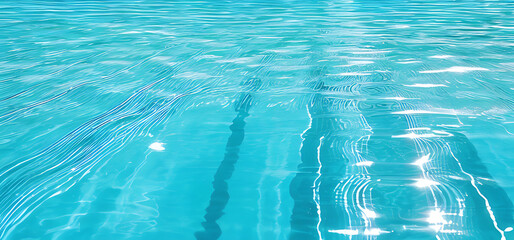 Naklejka premium Clear turquoise water surface with sun reflections – tropical sea background