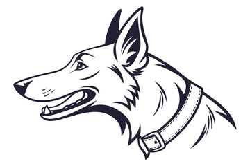 Expressive monochrome shows happy papillon dog enclosed inside an oval frame