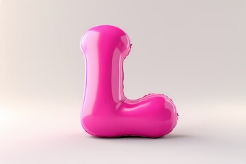 A cute 3D pink plastic balloon L shape with a pacifier illustration, symbolizing baby savings and business concepts