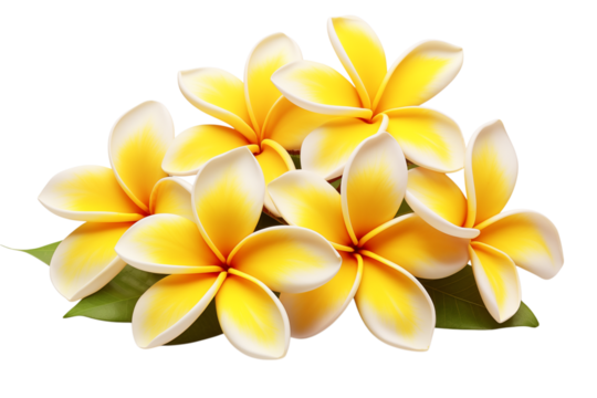 Plumeria Flowers: Vibrant Yellow Blooms on White Background transparent background png