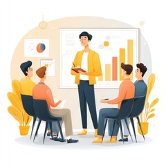A manager leading a meeting to improve company organization
