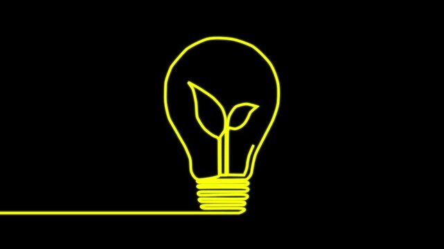 Neon light bulb icon with animation on ISOLATED . Neon light digital bulb icon animation. Glowing neon lightning bulb icon. Neon light bulb icon animated, black background