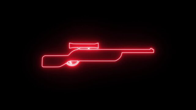 MP40 Gun Neon Glowing Animation with Black Background