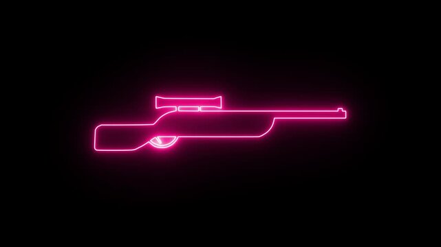 MP40 Gun Neon Glowing Animation with Black Background