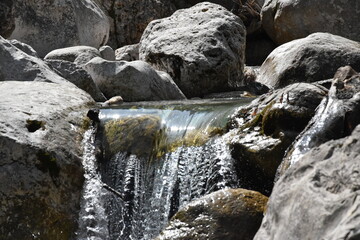 Tranquil Stream Flowing Over Rocks in Nature's Scenic Landscape