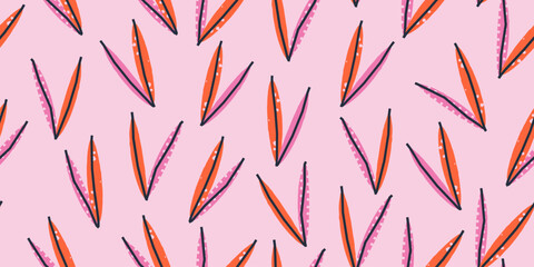 Cute seamless pattern with leaves. Botanical vector background, print, design