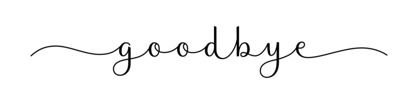 GOODBYE black brush calligraphy banner with swashes on transparent background