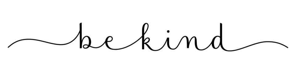 BE KIND black vector brush calligraphy banner with swashes