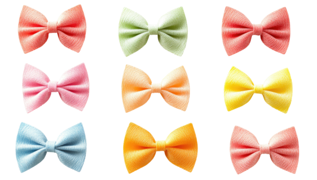 Pastel bows arranged in a grid
