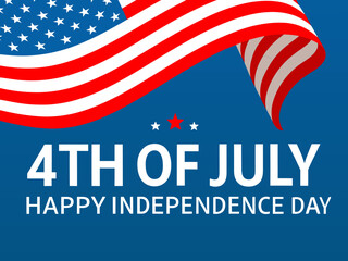 Naklejka premium Happy independence day fourth of july celebration with american flag and stars