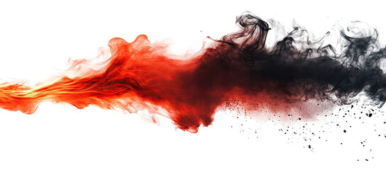 Abstract, dynamic mix of red and gray ink splatter