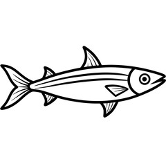 White Outline Sardine Vector