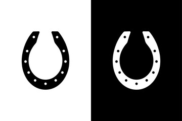 Simple Horseshoe Vector Icon – Black and White Format.