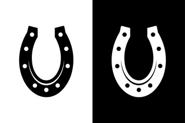 Flat Horseshoe Icon Vector in Black and White.