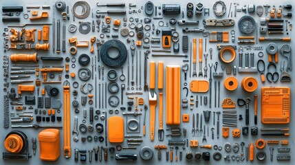 Fototapeta premium Orange and gray tools and parts
