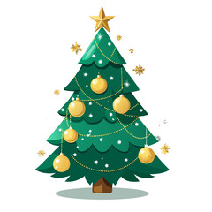Luxury Green Christmas Tree with Golden Ornaments