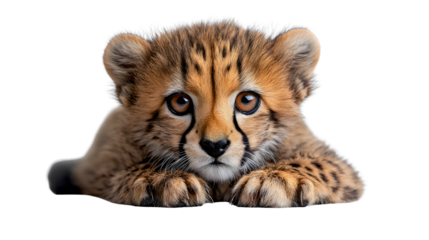 Playful Cheetah Cub: A captivating close-up of an adorable cheetah cub, showcasing its distinctive spotted coat and gentle demeanor, offering a tender glimpse into the world of wildlife.