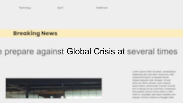animated of newspaper headline about global crisis, suitable for video editing, explainer or social media, 4K animation