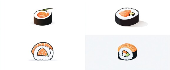 Abstract vector logo of a sushi roll, minimalist and clean