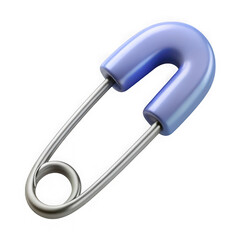 Blue safety pin isolated on a black background showing concept of security and attachment