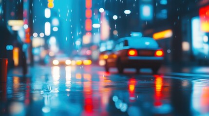Fototapeta premium Rainy night city street scene