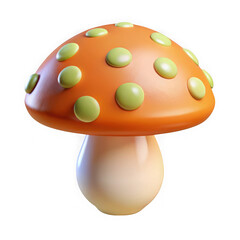 3d render of a vibrant cartoon mushroom with green spots on an isolated black background