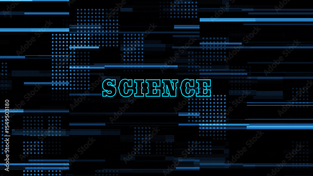 Fototapete abstract science graphic with blue lines and dots on black background with text digital abstract