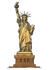 Fototapeta premium A statue of liberty art illustration landmark.