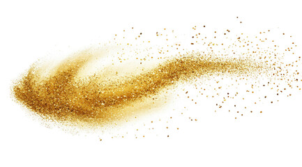 Golden powder explosion, swirling, abstract