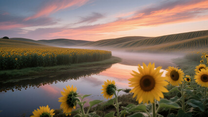Sunflowers in the early morning