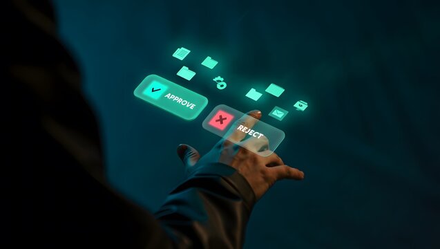 Digital Hand Approving or Rejecting Documents Interface - Powered by Adobe