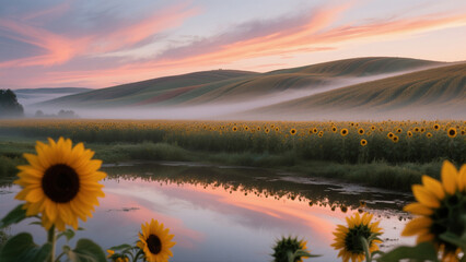 Sunflowers in the early morning