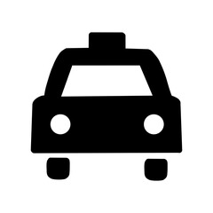 Taxi Icon – Front View of Car Silhouette Vector。タクシーの正面アイコン／交通・配車サービス向けシルエット素材