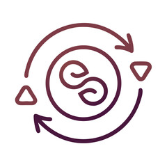 Circular finance concept icon with swirling lines on a white background 
