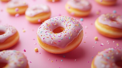 Pink frosted donuts with sprinkles