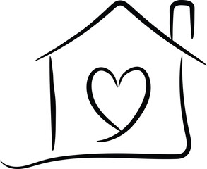 Home Outline with a Heart Inside