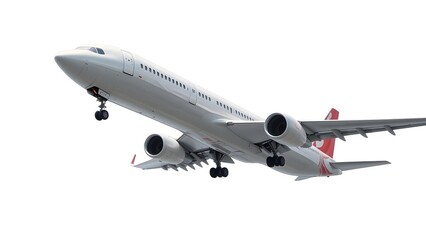 Obraz premium Airplane flying travel aviation commercial jet transportation airliner sky white background view on transparent background