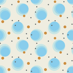 Winter abstract pattern with blue circles and gold drops.