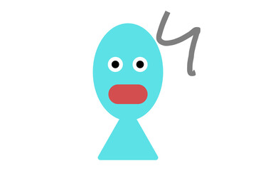 表情　驚く人　ブルー　グラフィック素材