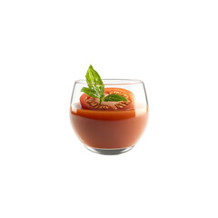 Refreshing Glass of Tomato Juice with Basil Garnish