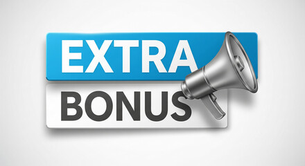 Blue banner announces "Extra Bonus" with megaphone, conveying a promotional message ideal for marketing campaigns or advertising bonus offers