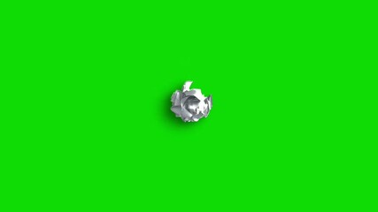 3D animation of crumpled paper, 4K, green screen, no background, white paper animation, paper wrinkles, with the paper unfolding outward.
