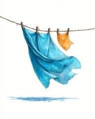 green ecofriendly sustainable reusable Vibrant fabrics flutter in the breeze, showcasing a playful dance of colors on a sunny day. Perfect for capturing the essence of leisure.
