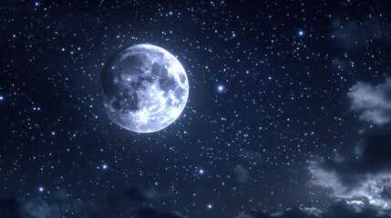 Fototapeta premium Full moon, starry night sky