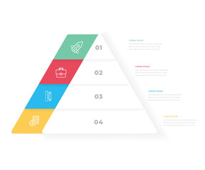 4 section step by step pyramid chart infographic