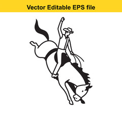 Fototapeta premium Dynamic Rodeo Ride A Cowboy's Thrilling Struggle Against a Bucking Horse an Exciting Display of Skill Strength and Determination in the Heart of Western Tradition