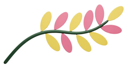 Isolated Pink and Yellow Leaf Branch