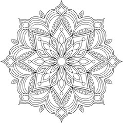 A black and white mandala coloring page